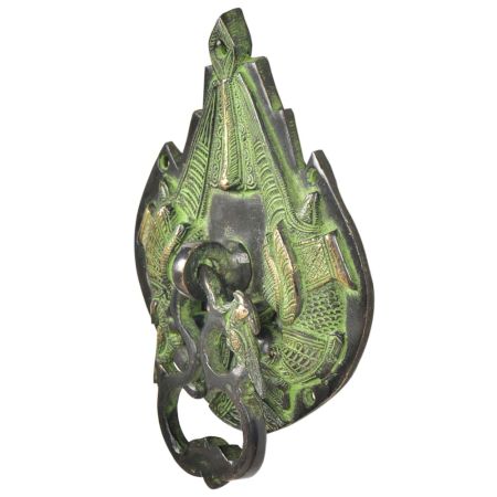 Ornate Green Patina Parrot Bird Door Knocker